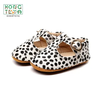 

Hot Sale Genuine Leather Baby Shoes Leopard Print Baby Girls Soft Shoes Horse Hair Boys First Walkers T-bar Baby Moccasins