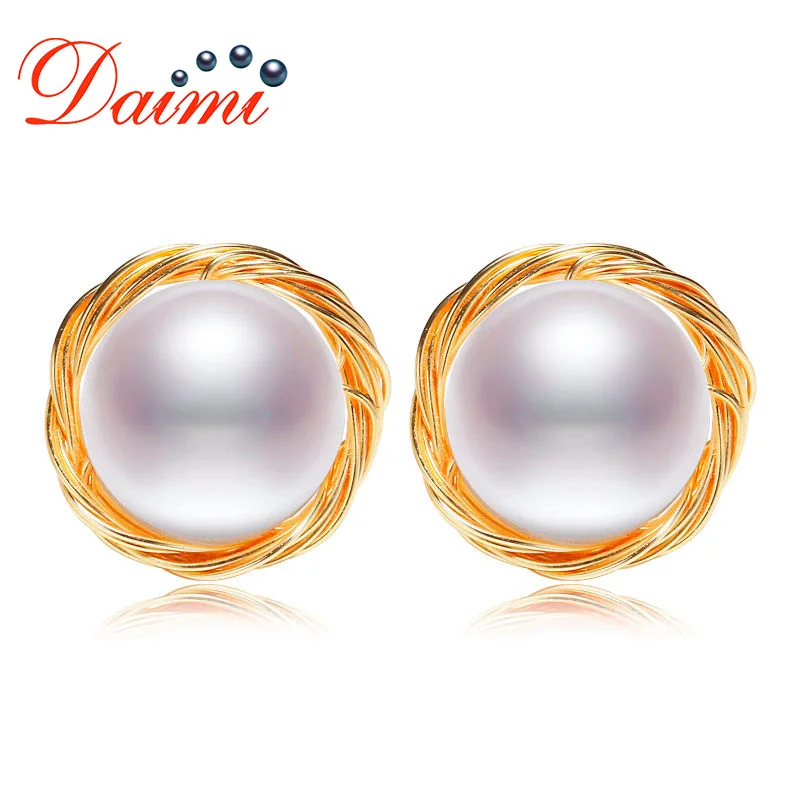 

DMEFP500 8-9mm Pearl Earrings 14K Handmade Jewelry Natural Earrings For Women