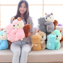 Пушистые очаровательные 35 см чучело плюшевая Белка мягкие игрушки с фланелевым одеялом идеальный предмет для сна в машине