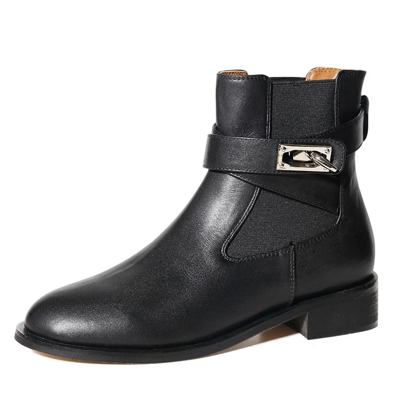 

High Quality Soft Leather Women Shoes 2018 New Arrival Autumn Winter Women Boots Round Toe Square Low Heels Street Fashion Boots