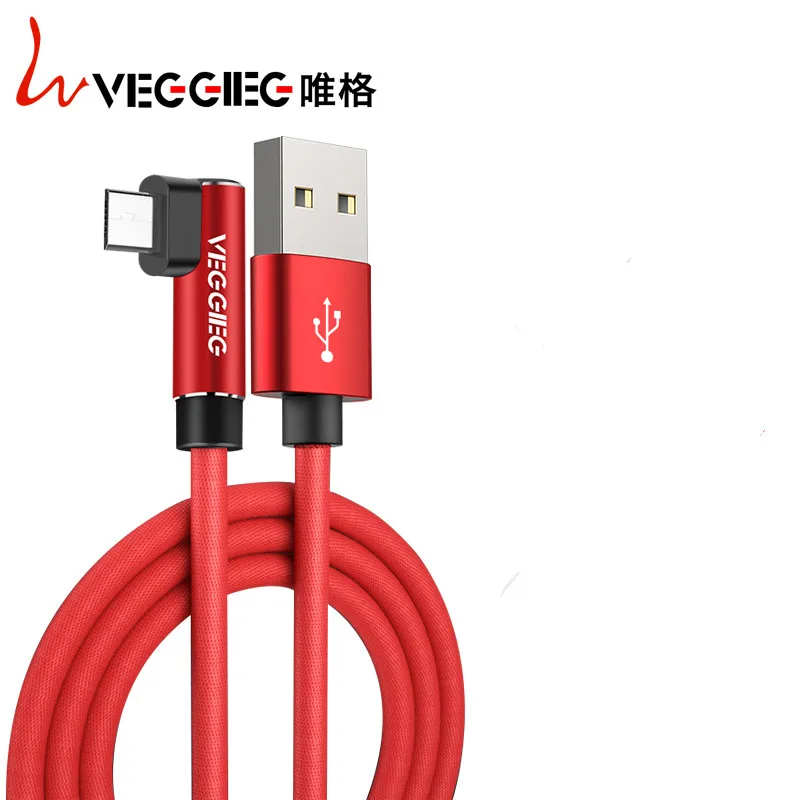 Veggieg нейлоновый USB до 90 градусов Micro-USB кабель для зарядки и синхронизации