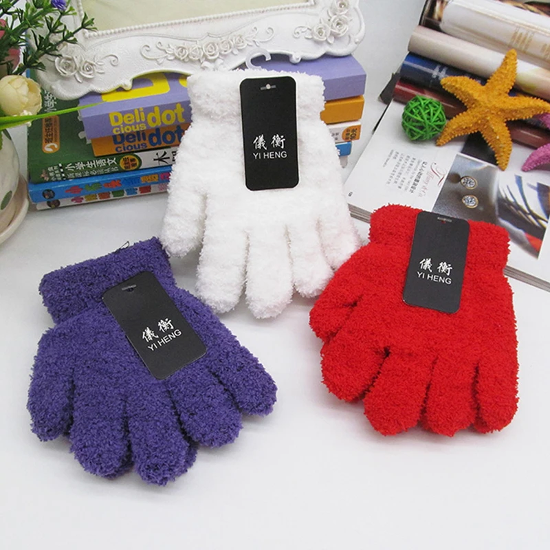 Cute Kids Boy Girls Children Full Finger Gloves Hand Mittens Warm Winter