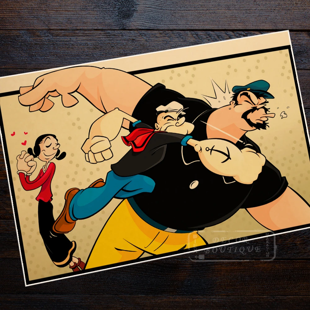 Popeye шпинат и анимации памяти Декоративные плакаты ядро крафт штрихкод Home Decor