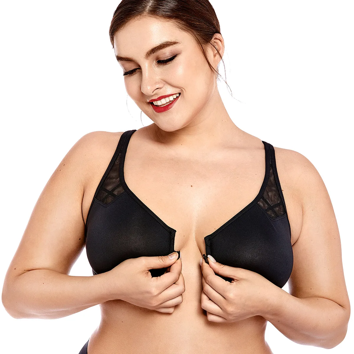 Women's Non Padded Seamless Racerback Underwire Plus Size Front Close Bra 32-38 B C D DD Women's Non Padded Seamless Racerback Underwire Plus Size Front Close Bra 32-38 B C D DD