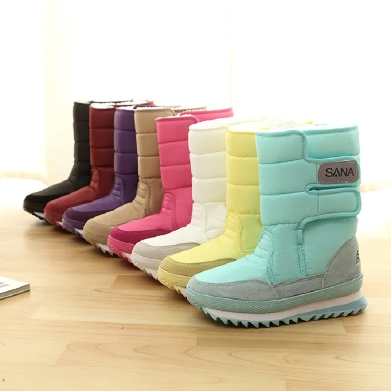 

2018 NEW Warm Solid Anti-Slip Snow Boots Women Waterproof Female Winter mid-calf Boots Thermal Shoes Warm Winter Snow Boots 8h01