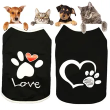 Новая рубашка для собак, жилет, маленькая собака, кошка, собака, одежда сердце с отпечатками лап, дизайн любви, хлопковая футболка, летний наряд для щенка, одежда