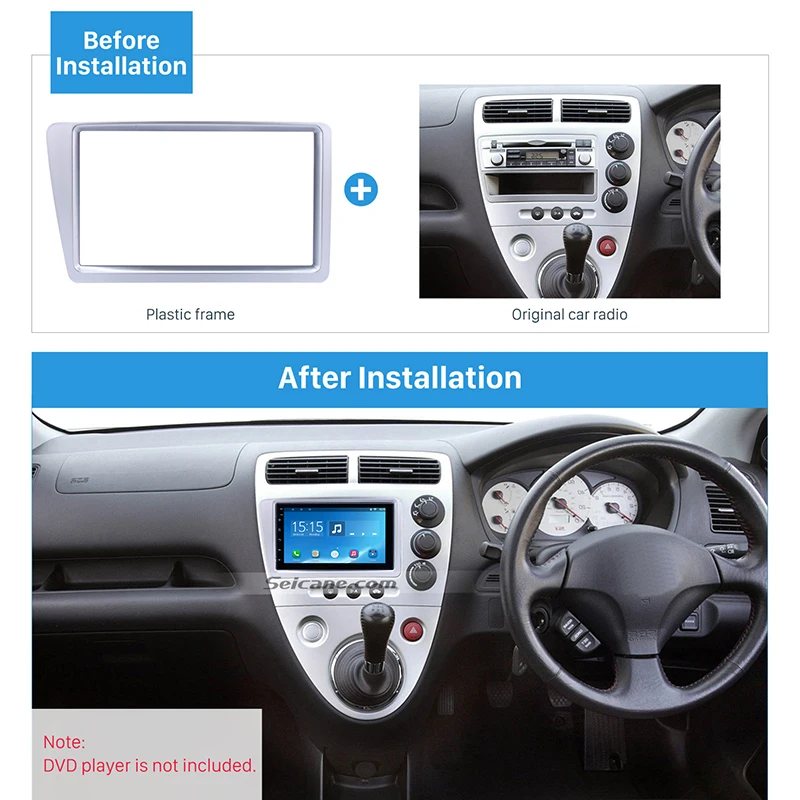 Автомагнитола Seicane 2 Din ярко серая с панелью стерео интерфейсом DVD плеером для Honda