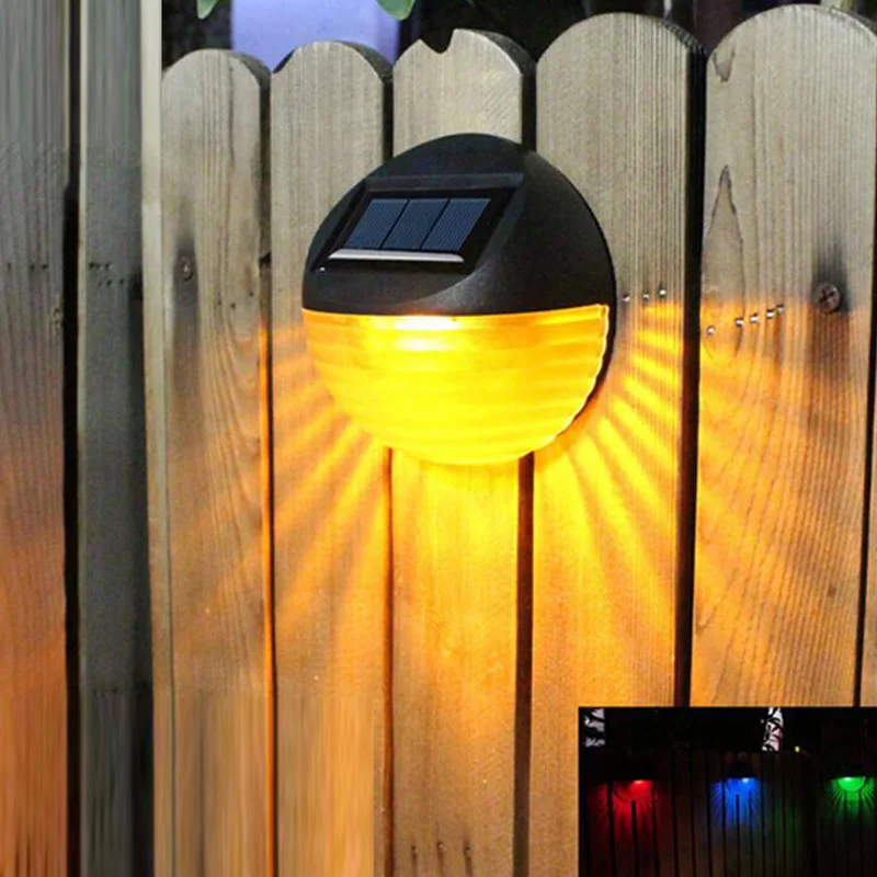 Наружный перезаряжаемый светильник на солнечной батарее датчик для ограды IP65 Водонепроницаемый Сад безопасность Ночная стена красочный светильник светодиодный светильник на солнечной батарее s
