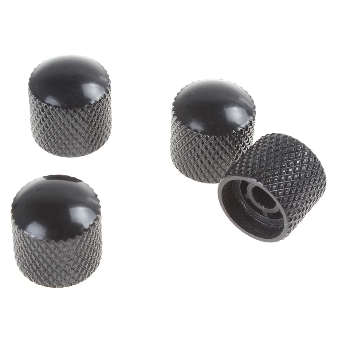 4pcs Genuine Volume Tone Control Knob Dome Metal Guitar Push Black