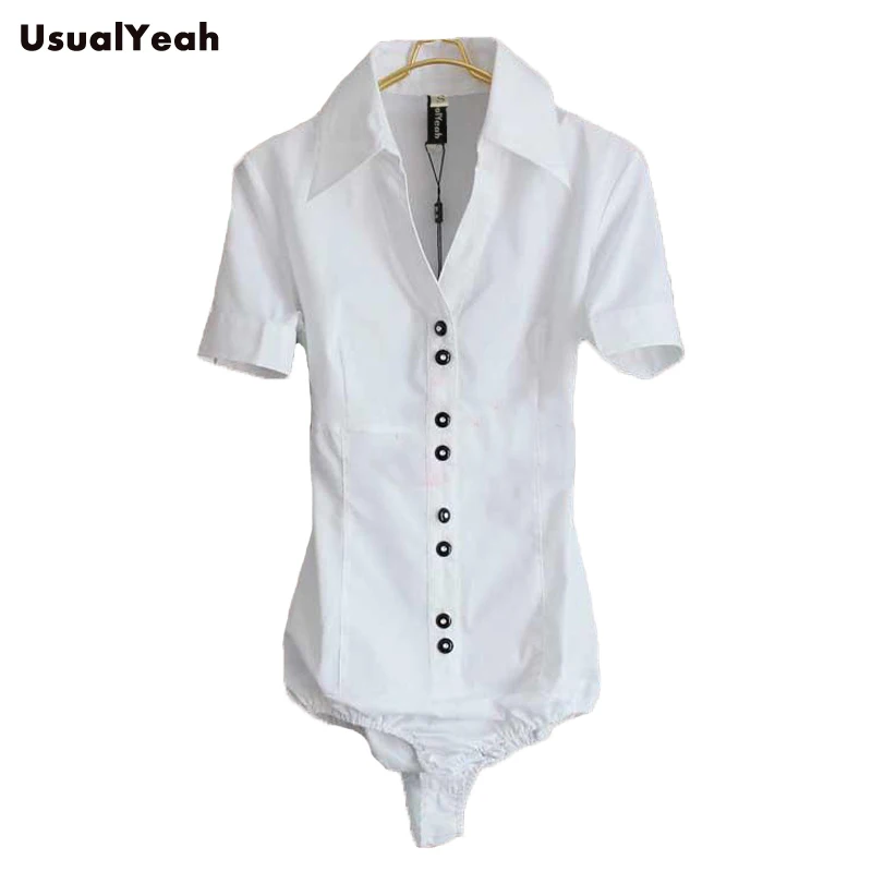 

2018 New Fashion Elegant Short sleeve V neck OL Body Shirt Blouse office work wear Button Design blusas White Black S-XXL SY0173