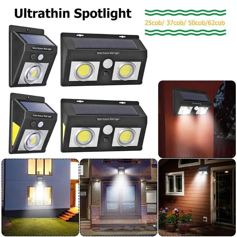 

25/37/50/62 cob LED Solar light Bulb Outdoor Garden lamp Decoration PIR Motion Sensor Night Security Wall light Waterproof