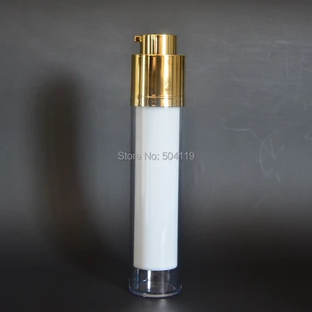 

gold 50ml rotate white airless bottle with press pump for lotion/emusion/serum/foundation bottle cosmetic container