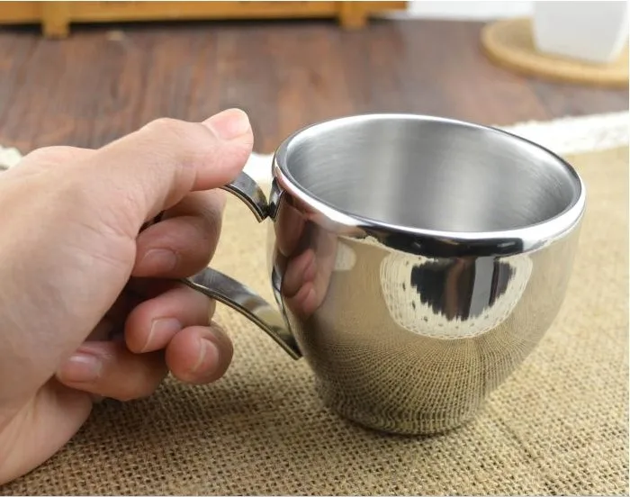 Комплект из двух предметов, двухслойная кофейная чашка, Европейская мода, нержавеющая сталь, термостойкая кофейная чашка, набор с тарелкой