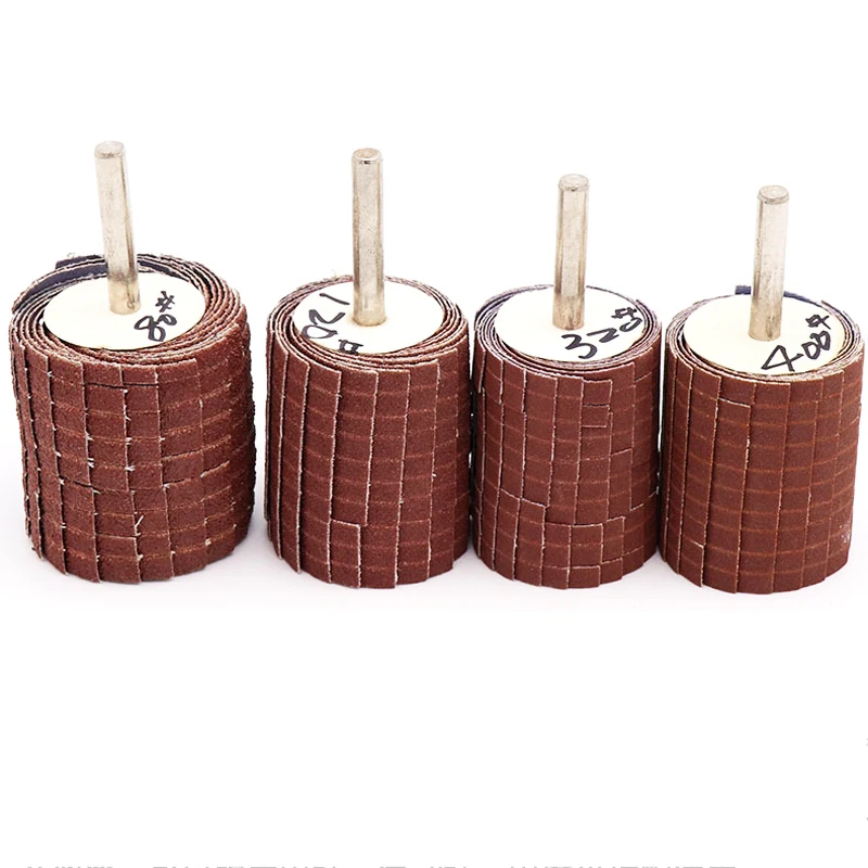 6mm Shank Sand Paper Shutter Wheel 50mm Emery Cloth Polishing Grinding Wood Carving Metal Head 150# 240# 320# | Инструменты