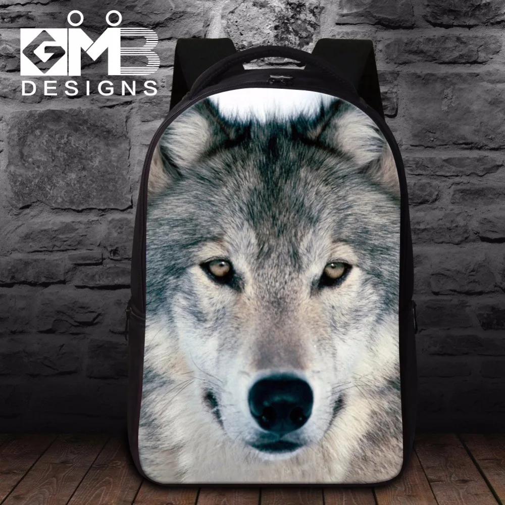 

Free shipping Cool 17 Inch College Student Laptop Backpack for 14,15.6 inch,Wolf Print Computer back pack,men traveling bag pack