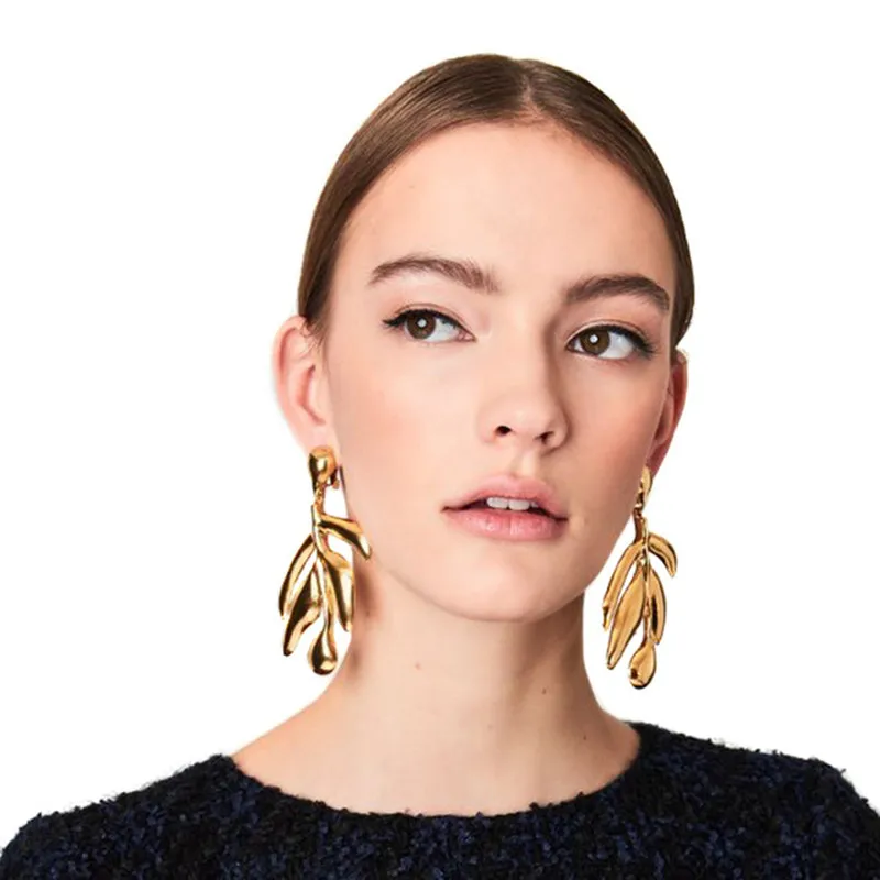 

JURAN 2018 Fashion Design Metal Leaf Drop Earrings Jewelry Hot Sale Statement Vintage Maxi Dangle Earrings for Women Wholesale