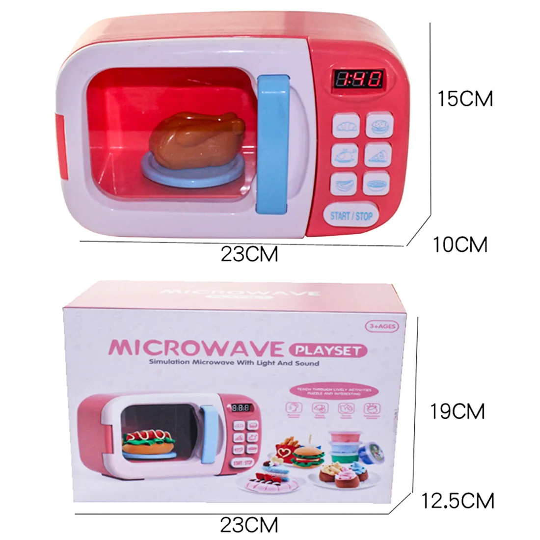 Горячие дети ролевые игры игрушки электрические бытовые приборы моделирование Микроволновая печь с светильник вращающийся игровой набор для детей-синий/розовый