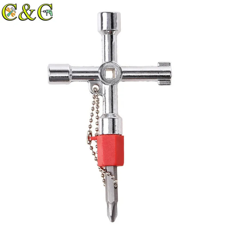 

5 In 1 Cross Switch Key Wrench with Accessories Universal Square Triangle Train Electrical Cupboard Box Elevator Cabinet Alloy