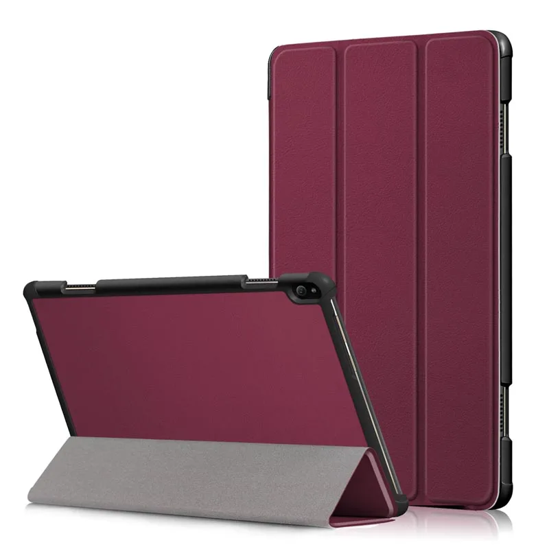 Чехол Smart Case для lenovo Tab P10 TB-X705F TB-X705L 10,1 дюймов Tri-Fold Стенд флип-чехол Искусственная кожа TB-X705F/L защитную оболочку кожи - Цвет: Wine Red