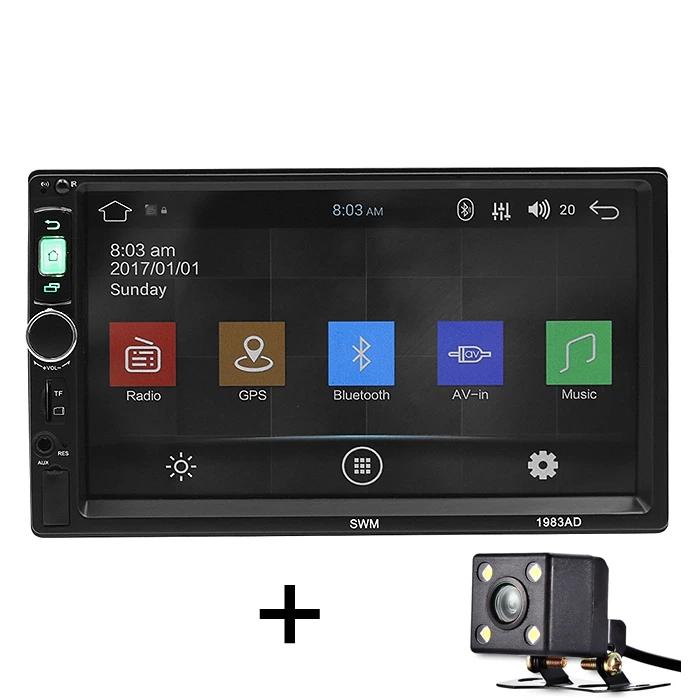 2Din Android система автомобильный мультимедийный плеер AM/FM стерео музыкальный Радио 7 ''сенсорный экран Wifi Bluetooth gps навигация Авто Аудио - Цвет: 1983AD Cam