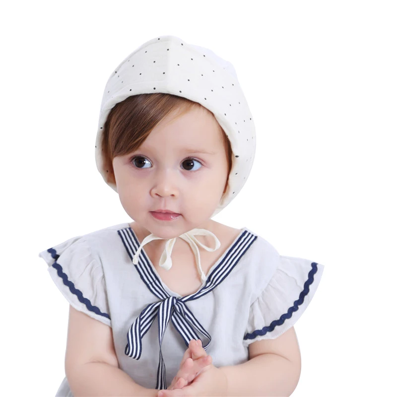 Новинка; хлопковая детская шляпа в горошек; летняя винтажная детская шляпка для девочек; регулируемая детская шапочка для детей 3-15 месяцев