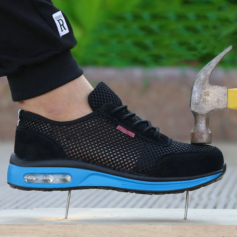 

Protective shoes AIR breathable safety shoes men's Lightweight steel toe shoes anti-smashing piercing work Single mesh sneakers