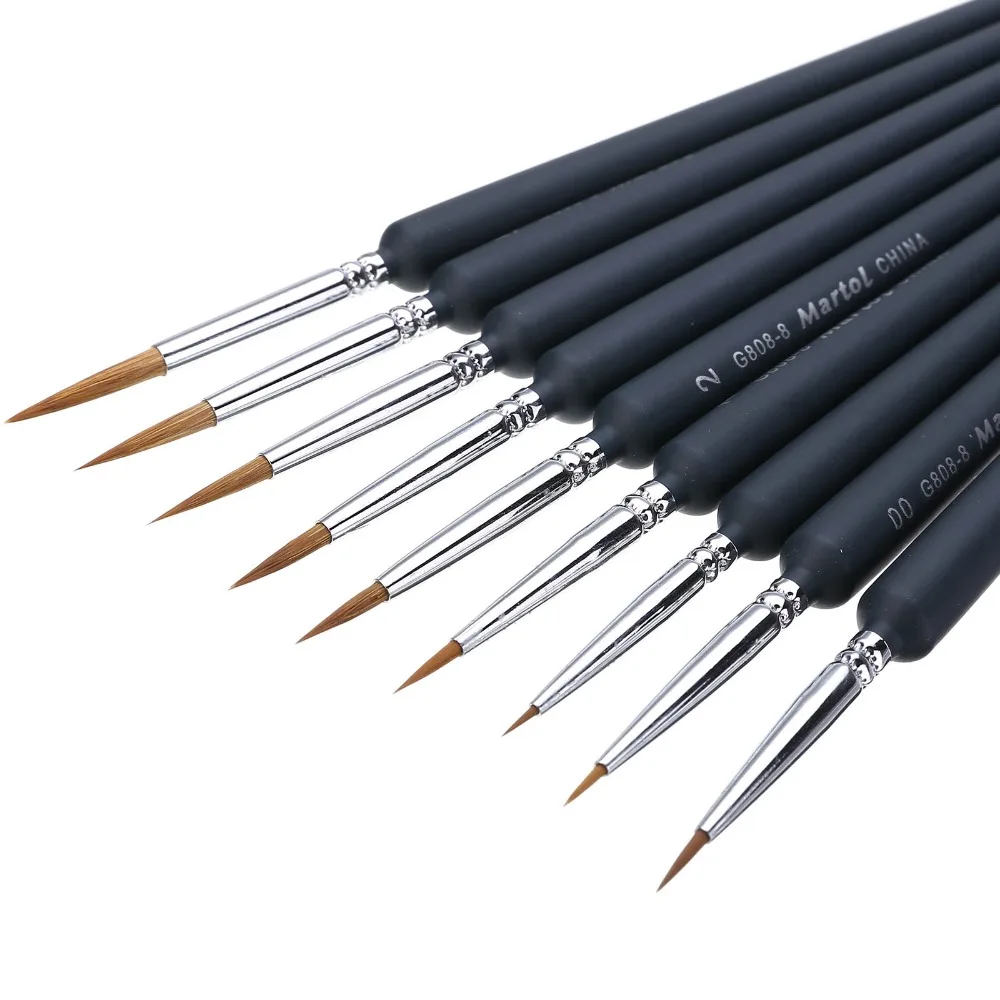 9pcs/Set Paint Brushes Artist Weasel Hair Brush Pen For Gouache Watercolor Paint Oil Painting For Beginners& Artists