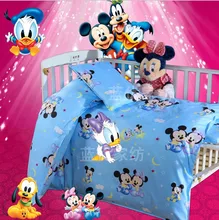 Promotion 3PCS Kitty Mickey bedding set 100 cotton curtain crib baby cot sets baby bed Duvet