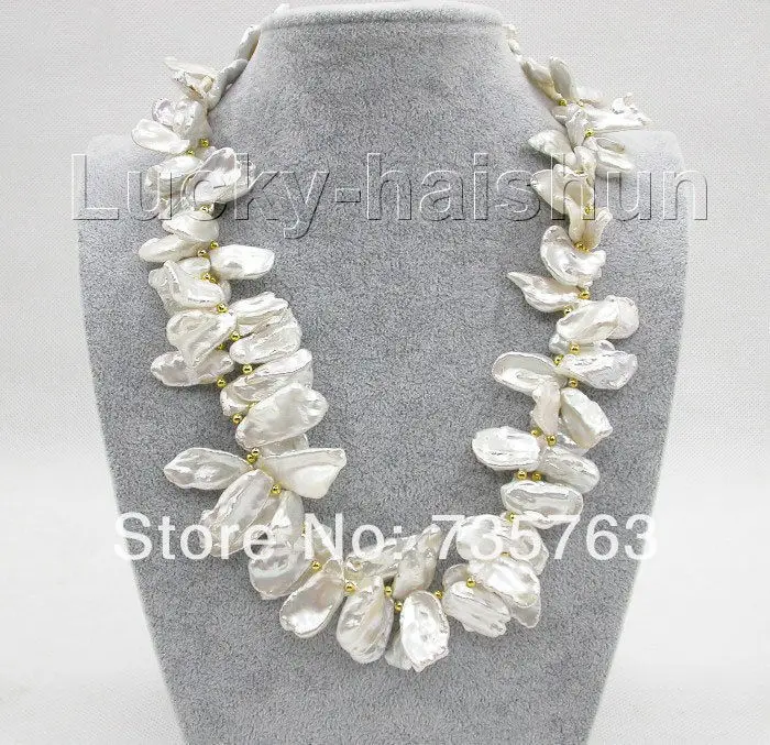 

HOT 001314 baroque white REBORN KESHI pearls necklace