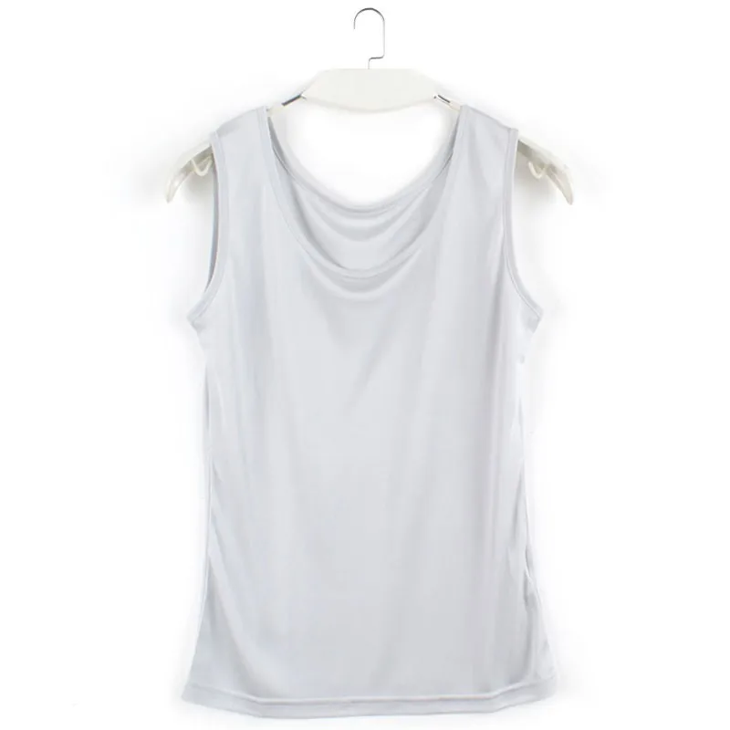 Senhora o Pescoço Tanque sem Mangas Camisa de Fundo Tanques Femininos Puro Seda Malha Branco Verde Preto Tamanho m l xl Xxl 100% 15 High Quality Moda Feminina