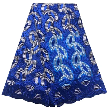 

Royal blue lace fabric 2019 high quality lace nigerian laces fabrics for women dress african tulle french lace 5 yards per piece