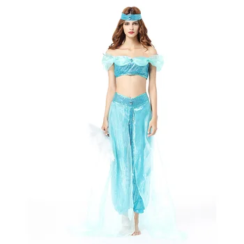 

Fantasia Aladdin Jasmine Princess Costume for Adults Women Kigurumi Arab Princess Cosplay Fancy Dress Up Suit