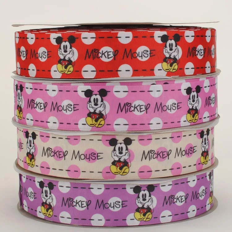 

NEW sales 50yards1/2"38mm Mickey mouse ribbon printed grosgrain ribbon free shipping