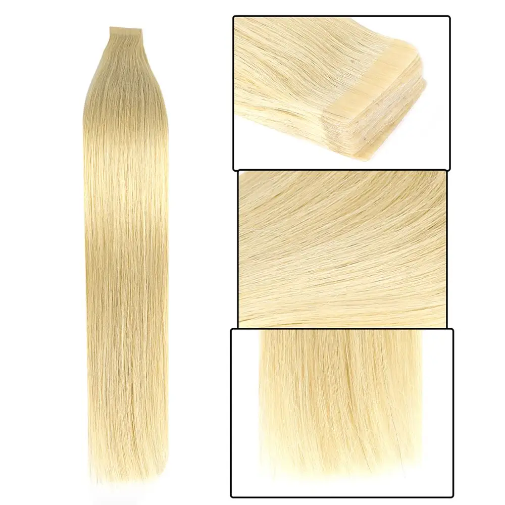 K.S WIGS Double Drawn Human Hair Straight Luxury Tape In Human Hair Extensions 20'' 50g
