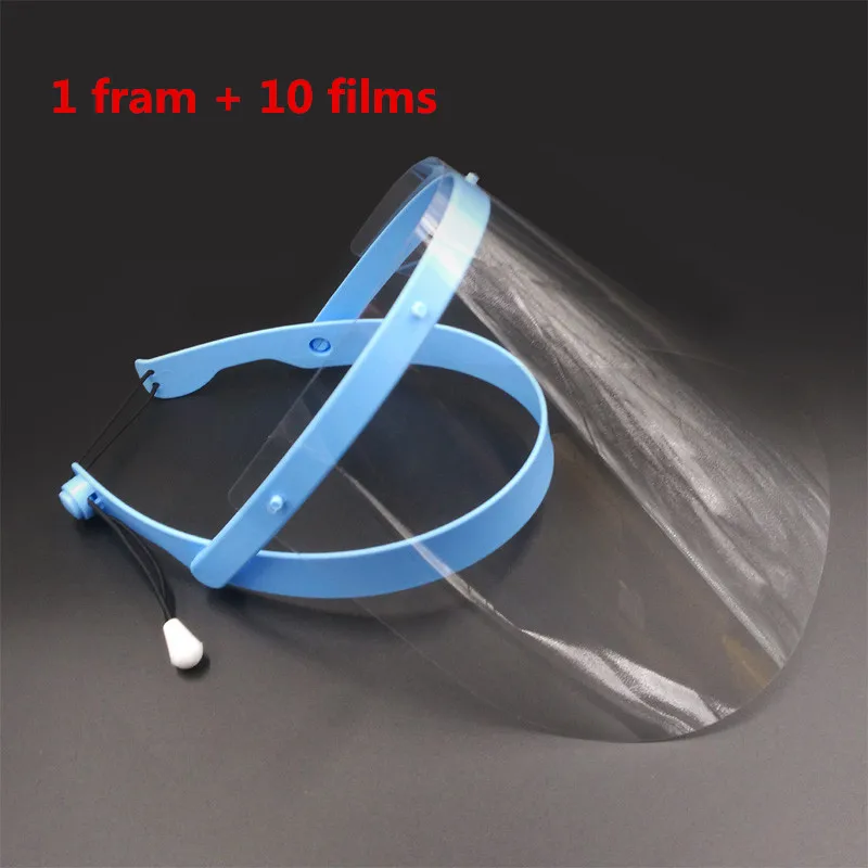Dental Face Shield Glasses Frame Anti fog Protective Mask + 10 Plastic
