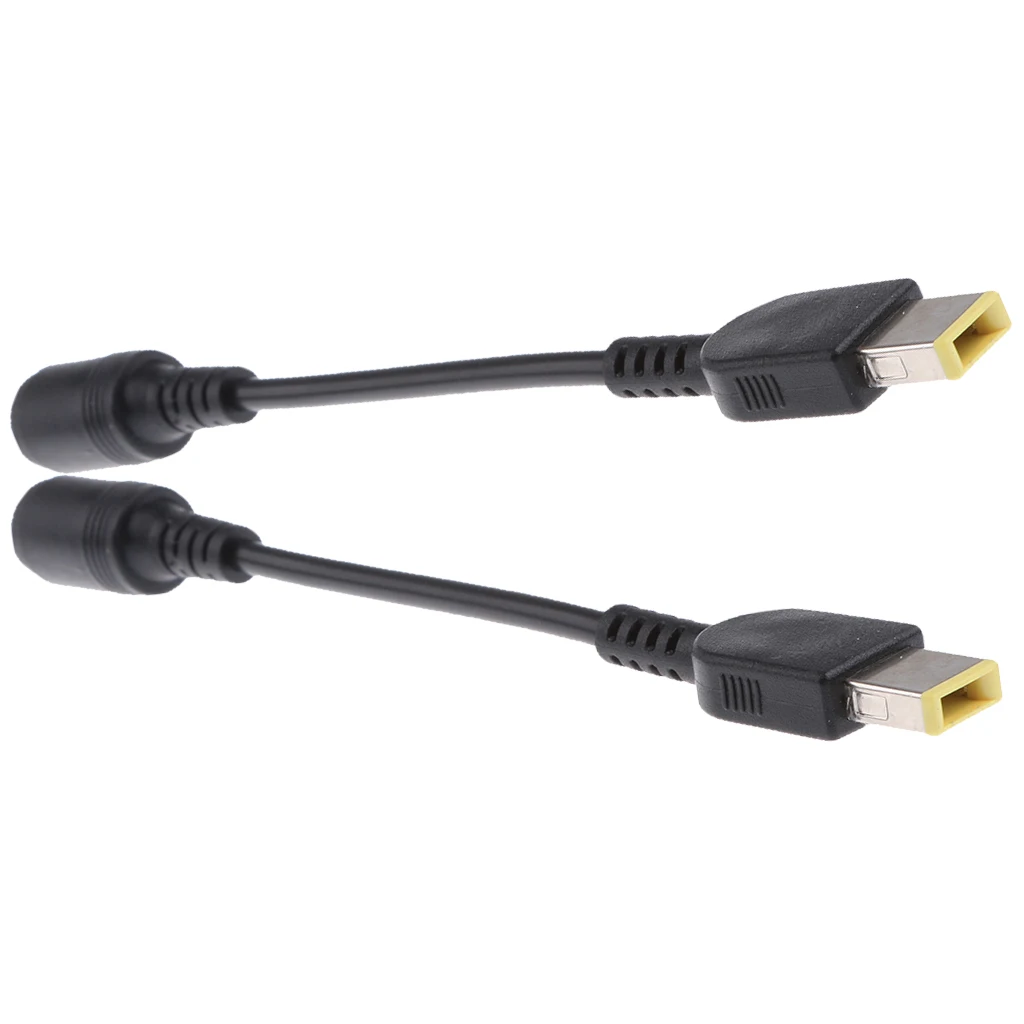 2Pcs 7.9x5.5mm Round Jack to Square End Power Cable Cord for Lenovo Thinkpad
