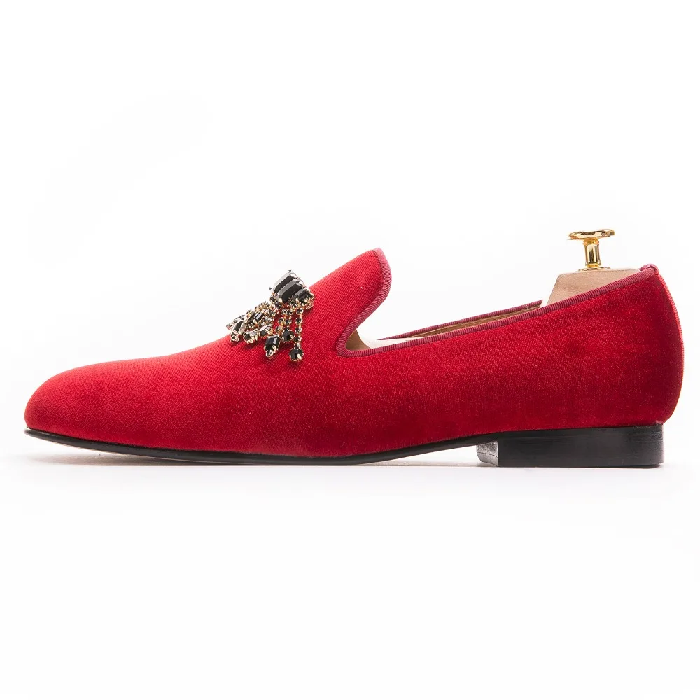 Mauri 4990 Ostrich Leg / Embossed Velvet Shoes Ruby Red |  MensDesignerShoe.com