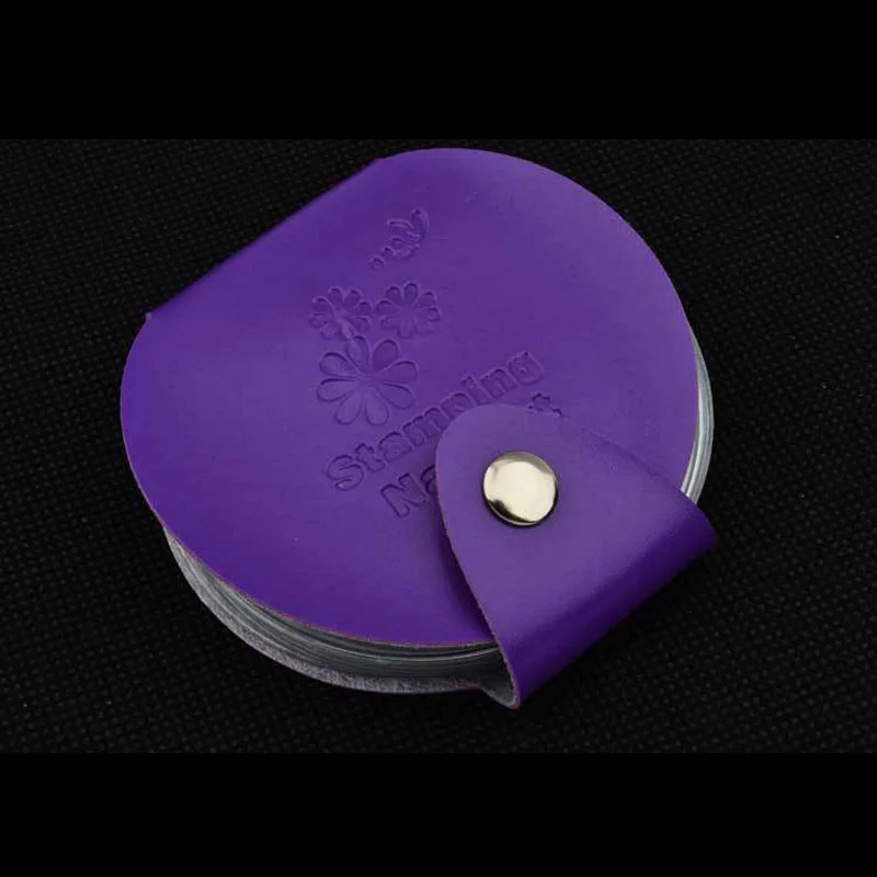 Новинка 24 слота пластина для стемпинга для нейл-арта чехол папка Органайзер сумка держатель трафарет ногтей штамп шаблон диск для шаблонов диаметр 5,6 см - Цвет: purple