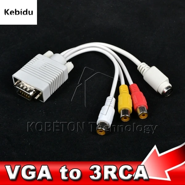 

kebidu 15pin VGA to 3RCA 14pin S-Video Cable Adapter Connector Convertor for PC Computer Laptop TV Multimedia