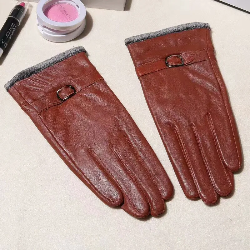 Женские перчатки для зимы с шерстяной подкладкой зимние перчатки из натуральной кожи теплые женские роскошные перчатки из овчины черные кожаные перчатки