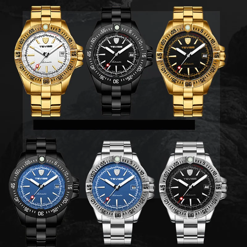 Tevise الرجال التلقائي ساعات آلية الرجال الذاتي لف الأعمال ساعة اليد الذكور ساعة رياضية Relogio Masculino Reloj hombre