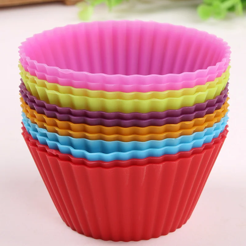 

12pcs Round Shape Muffin Cupcake Mold Colorful Silicone Muffin Cases Cake Cupcake Liner Baking Mold Baking Dishes Pan Form
