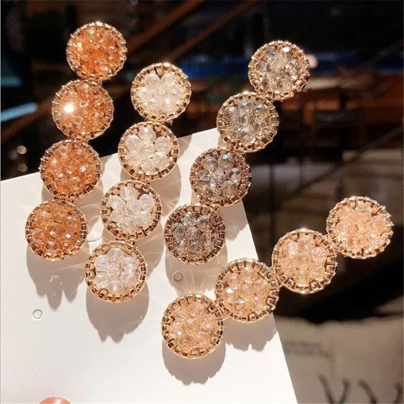 

2019 Fashion Korea Crystal Rhinestones Hair Clips Girls Hairpins Geometric Round Hairgrip Women Barrette Hair Accessories