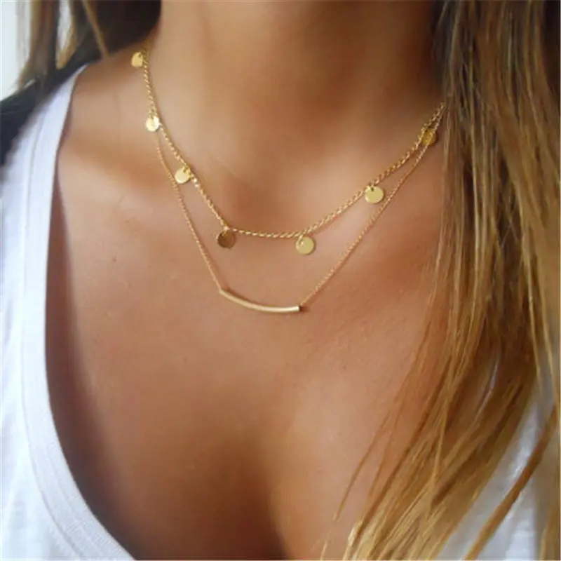 

Winterxue Bohemian Pendant Choker Necklaces For Women Charms Gold Color Colar Jewelry Multilayer Statement Necklaces Kolye