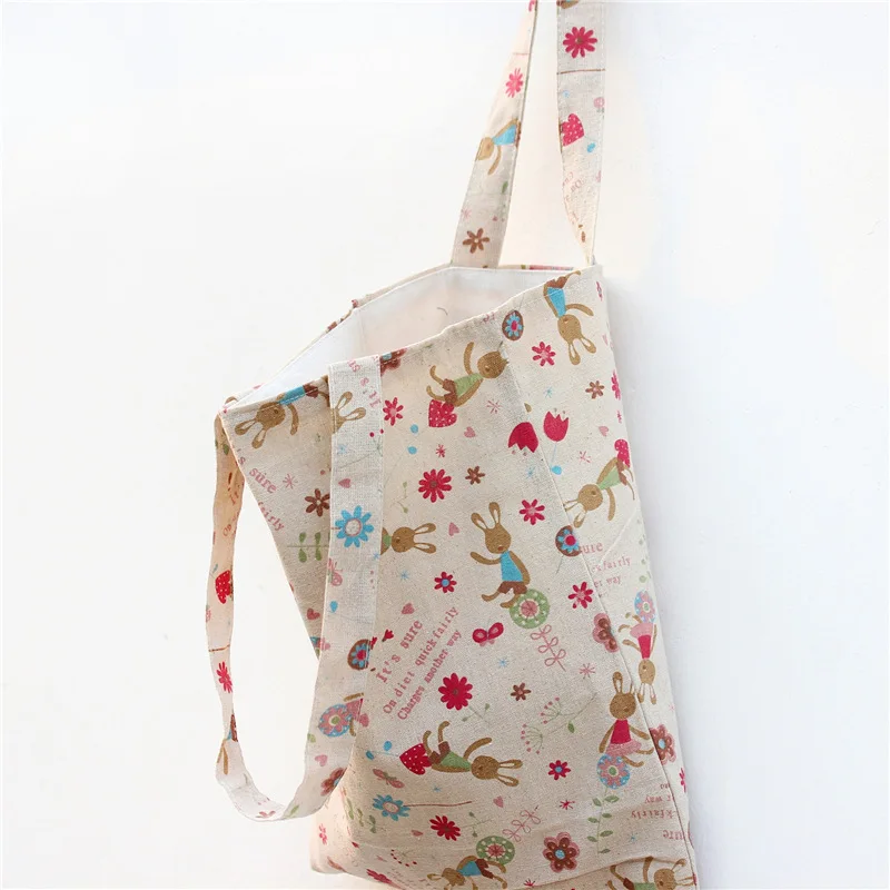 YILE хлопок лен хозяйственная сумка через плечо сумка для переноски эко многоразовая сумка с принтом кролик Цветок Пасхальный подарок L024