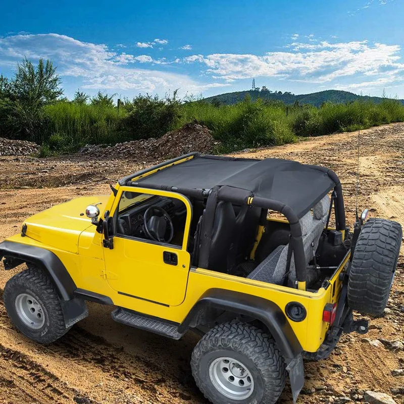 

For Jeep Tj Durable Mesh Sunshade Top Cover Provides Uv Sun Shade Protection For 1996-2006 Jeep Wrangler Tj