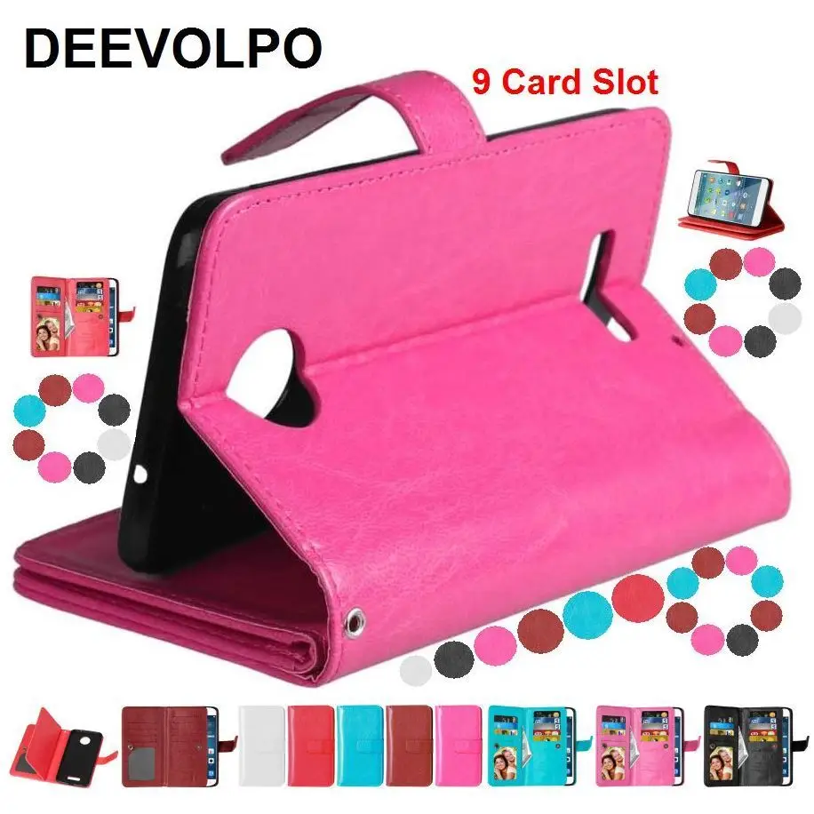 

DEEVOLPO 9 Card Slot Leather Cases For Moto M E3 X4 X3 X Style G4 Play G5 Plus Z Play Funda For Oneplus X 1 2 One Plus Two DP08H