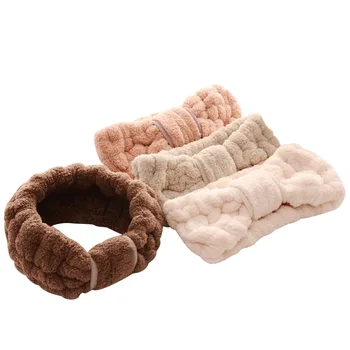 

4pcs Headband Coral Fleece Durable Headwear Hair Band Headdress for Yoga Spa Makeup Sports Shower