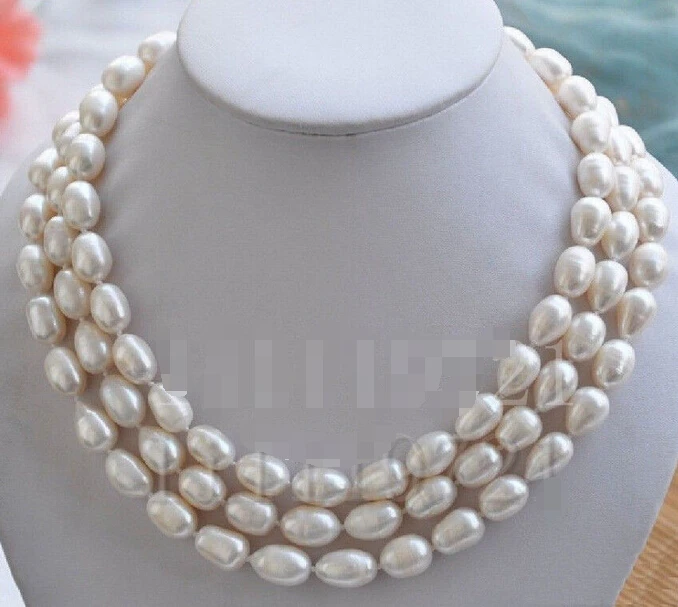 

Free shipping >>>>>9-12mm Natural Freshwater white pearl necklace 50