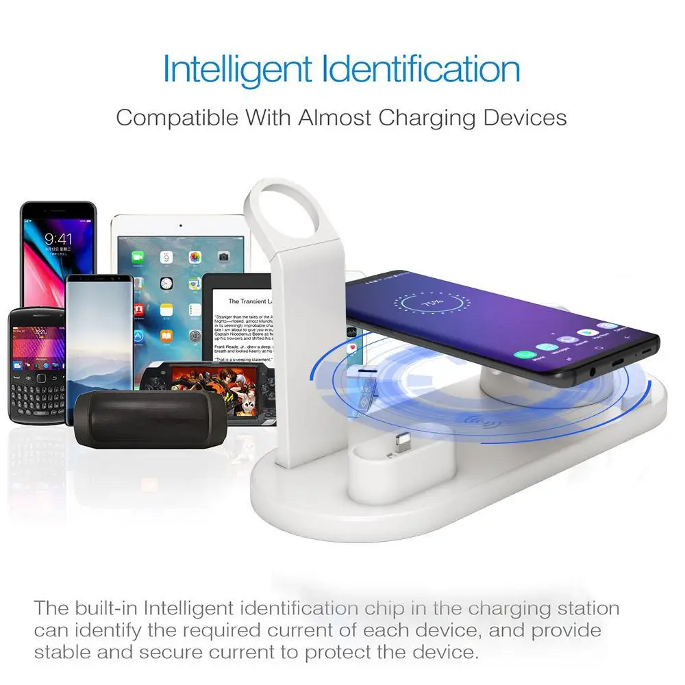 

DSstyles 3 In 1 QI Wireless Charger Charging Dock for Iphone X XS MAX XR 8 Plus USB 10W Fast Charging Stand for Apple Watch Earphone